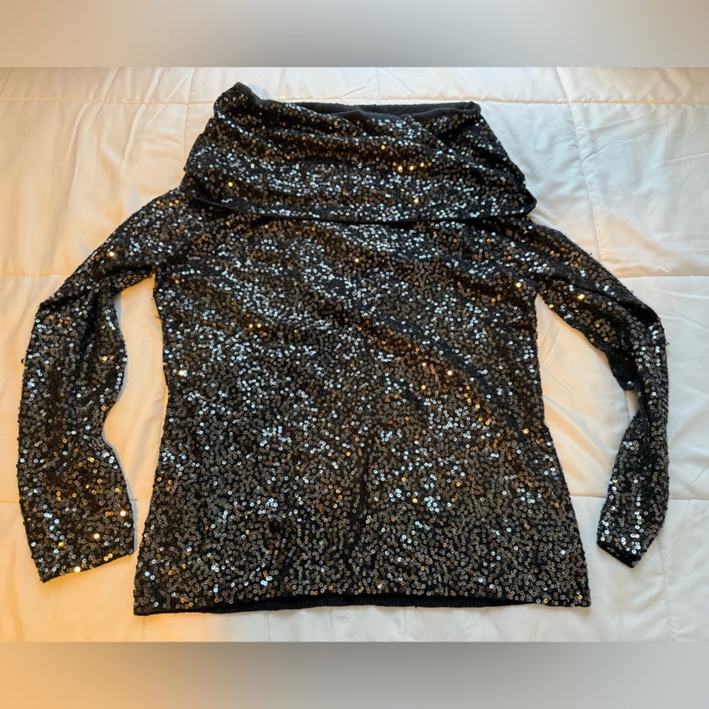 Spiegel Black Sequin Turtleneck Sweater